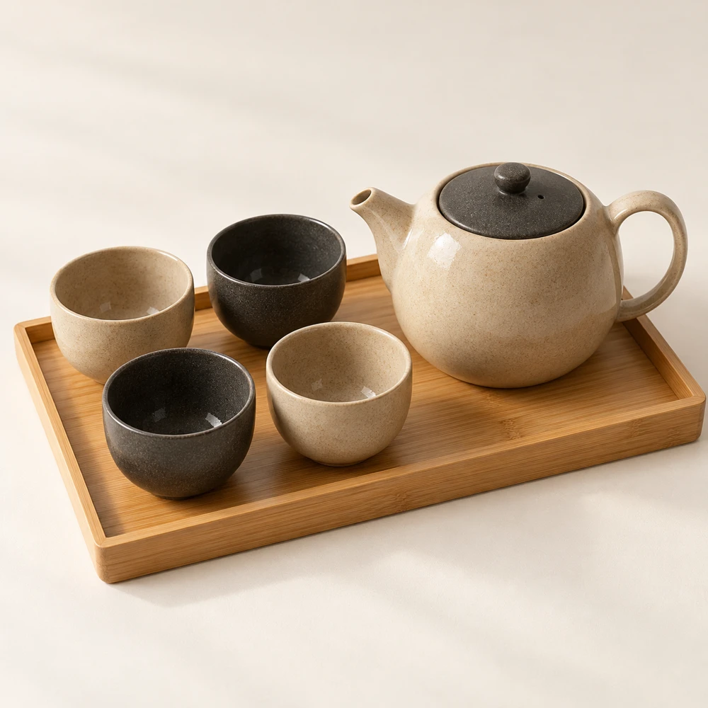 Ink and Sand Tea Set in Sand