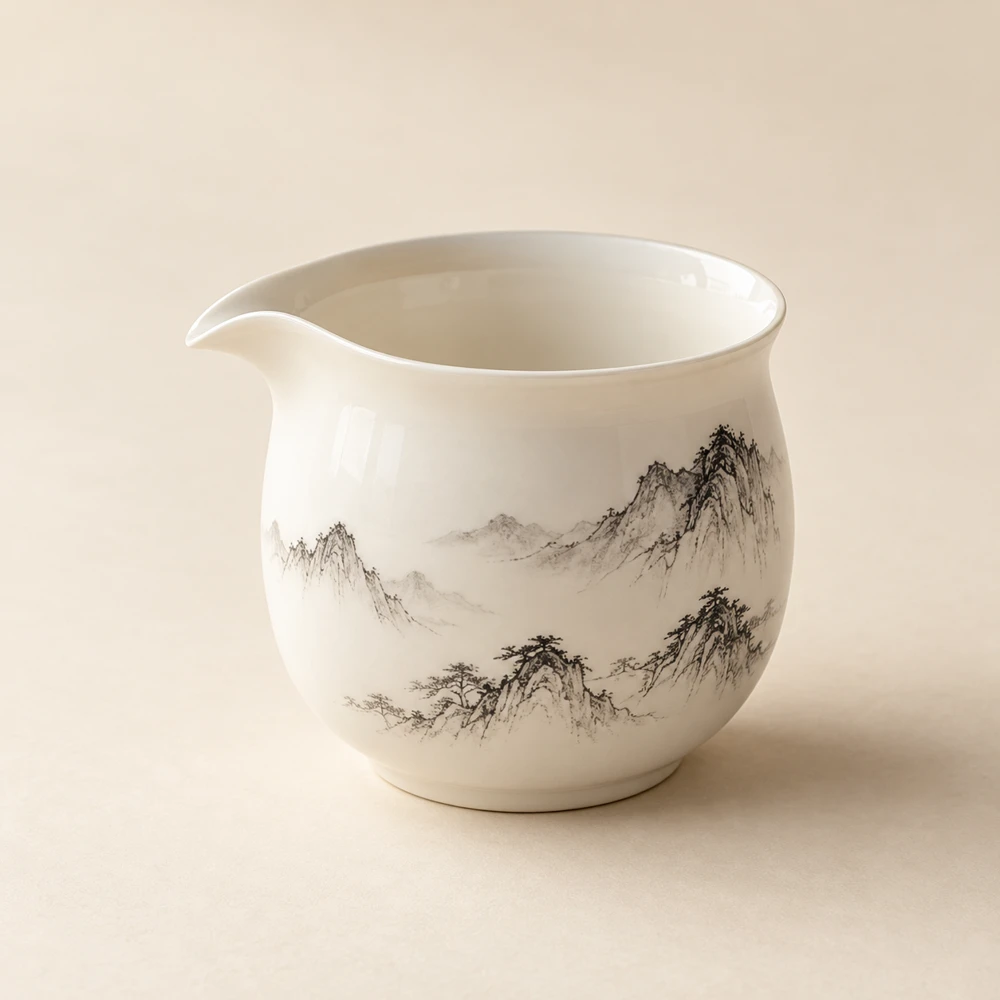Mountain Line Tea Pitcher in White